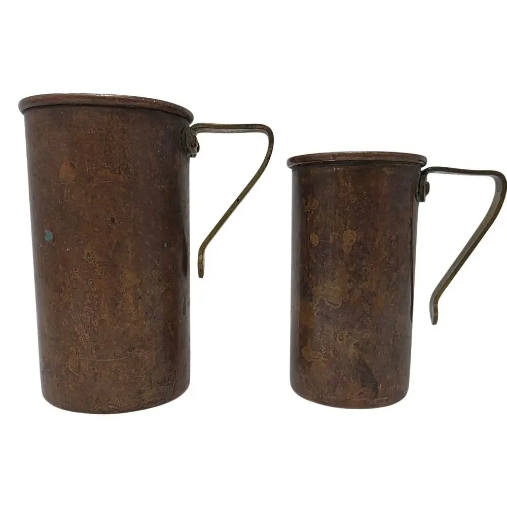 Vintage Copper Measuring Cups Set of 4 Nesting Hand Stamped Farmhouse Decor